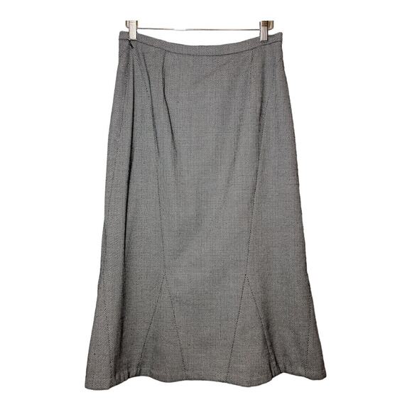 Ashley Fogel Wool Blend Midi Skirt Size 10 Micro Dot Classic Professional - Picture 1 of 7